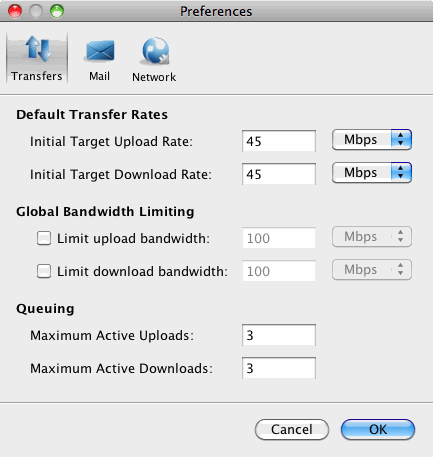 The preferences window.