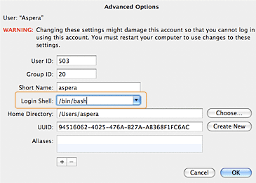 Change the account's login shell.