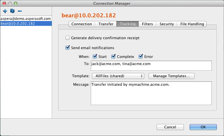 Set up notifications on a connection.