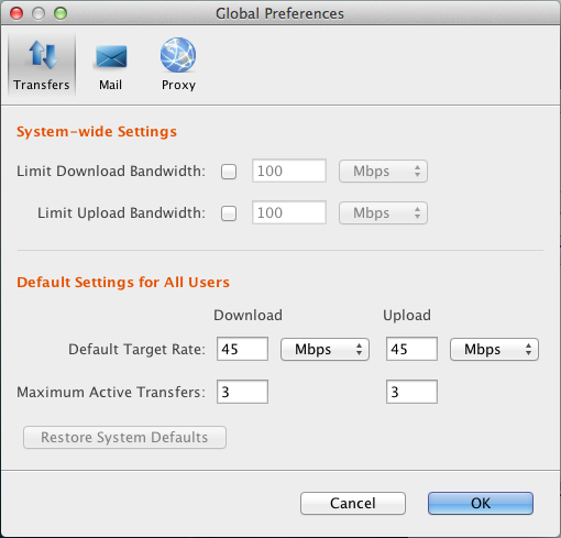 The preferences window.