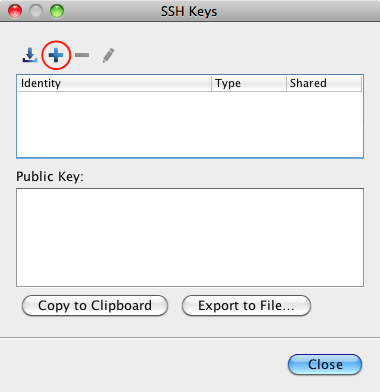 Click [Add] button in the SSH Keys window.