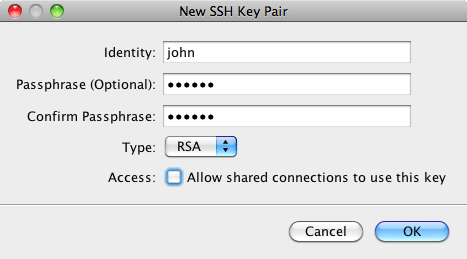 Create Key Pair window.