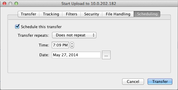 Scheduling a transfer.