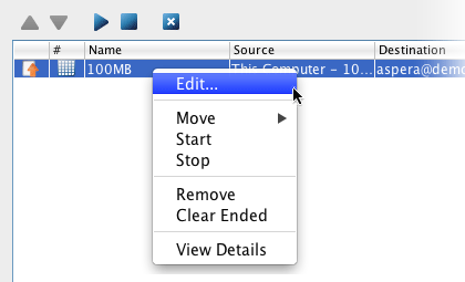 Edit a scheduled transfer.