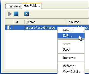 The Hot Folders panel.