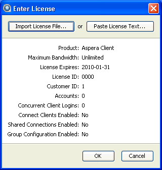 The Enter License window.