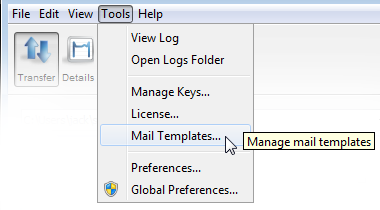 Launch the Mail Templates window.