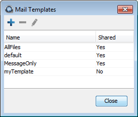 The Mail Templates window.