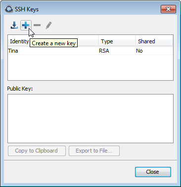 Click [Add] in the SSH Keys window.