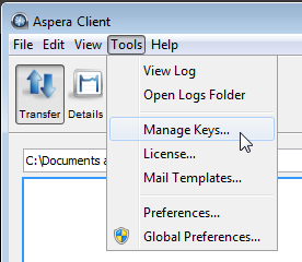 Bring up the SSH Keys window.