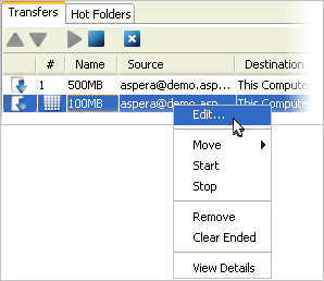 Edit a scheduled transfer.