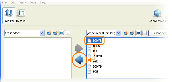 Downloading test files from the Demo Server.