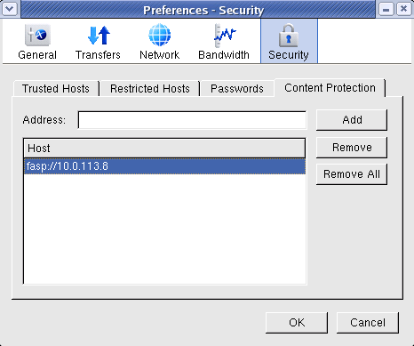 Add the host for content protection.