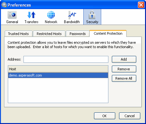 Add the host for content protection.