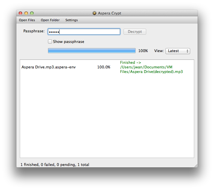 Decrypt file.