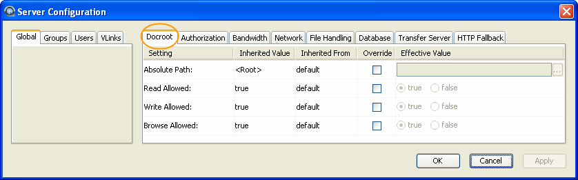 Docroot configuration options.
