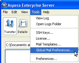 Launch global Mail configuration.