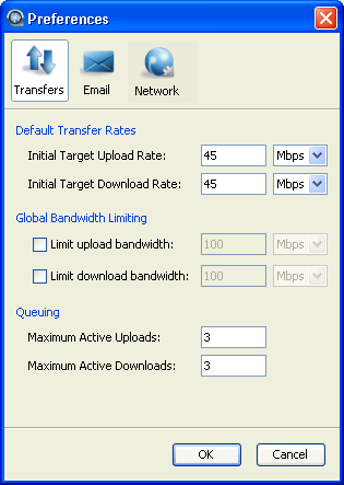 The preferences window.
