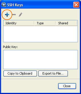 Click [Add] in the SSH Keys window.