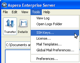 Bring up the SSH Keys window.