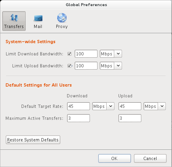The preferences window.