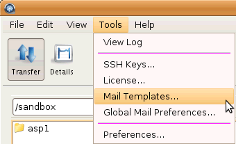 Launch the Mail Templates window.