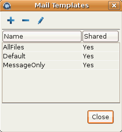 The Mail Templates window.