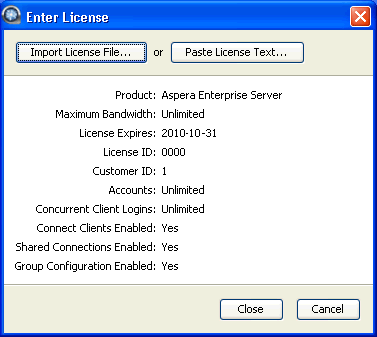 The Enter License window.