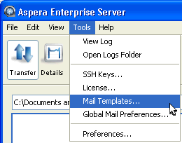 Launch the Mail Templates window.