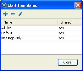 The Mail Templates window.