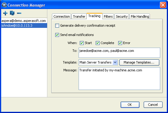 Set up notifications on a connection.