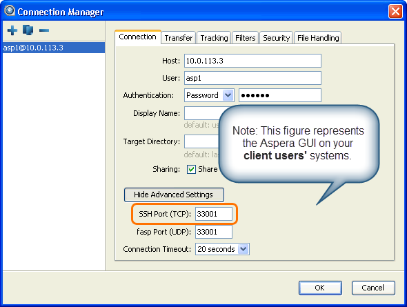 Client specifying your computer's SSH Port.