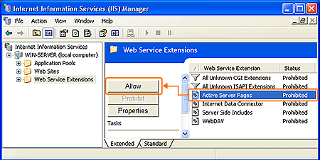 Enable the ASP support.