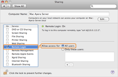 Enable the remote login on 10.6+