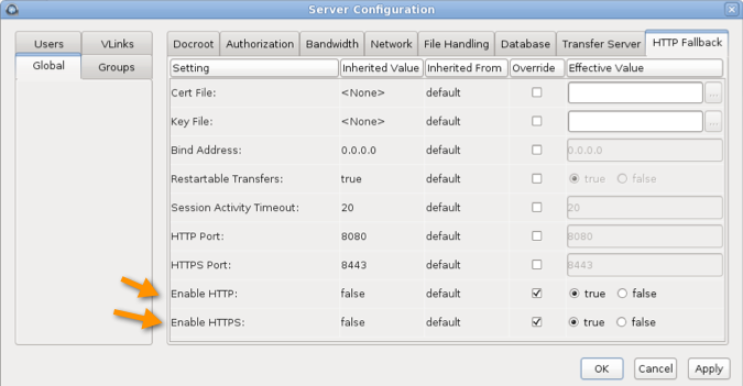HTTP Fallback configuration options.