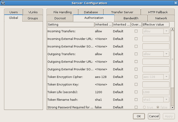 Authorization configuration options.