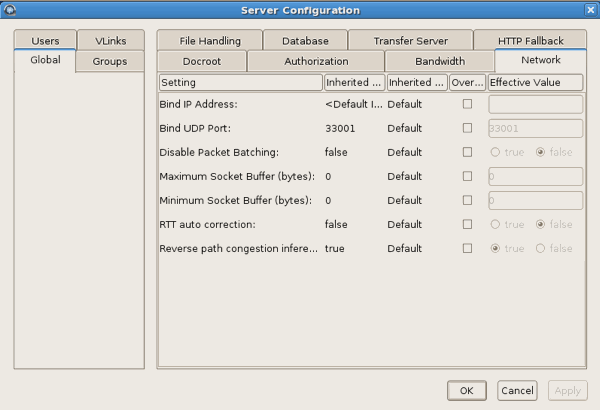 Network configuration options.
