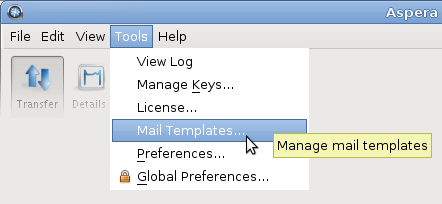 Launch the Mail Templates window.