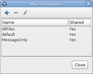 The Mail Templates window.