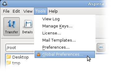 Launch global preferences.