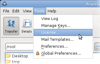 Bring up the License window to update your license.