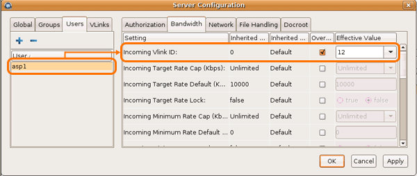 Assign a Vlink to a user
