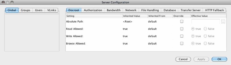 Docroot configuration options.