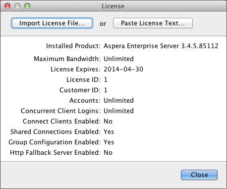The Enter License window.