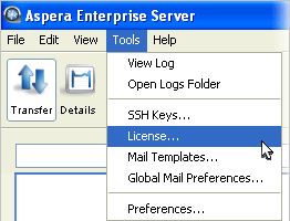 Bring up the License window to update your license.