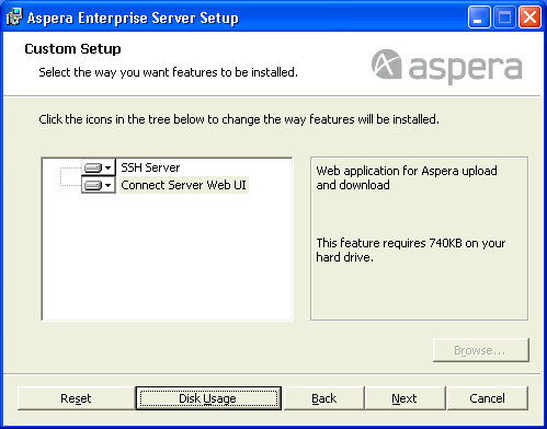 Custom setup type - select features