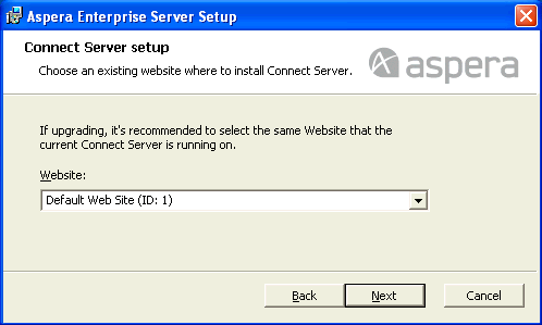 Select the website to set up Web UI.