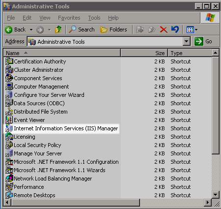 IIS installed features.