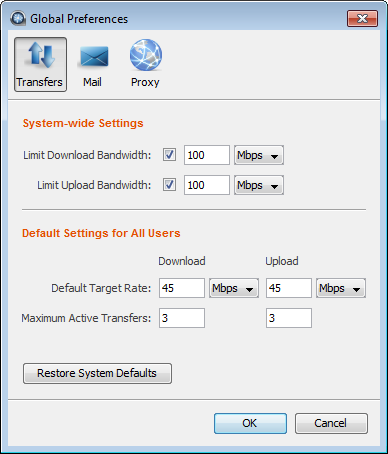 The preferences window.