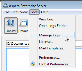 Bring up the SSH Keys window.